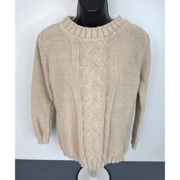 Sweaters - Casual Corner Women's Cable Knit Pullover Sweater Beige Size Small Cottagecore